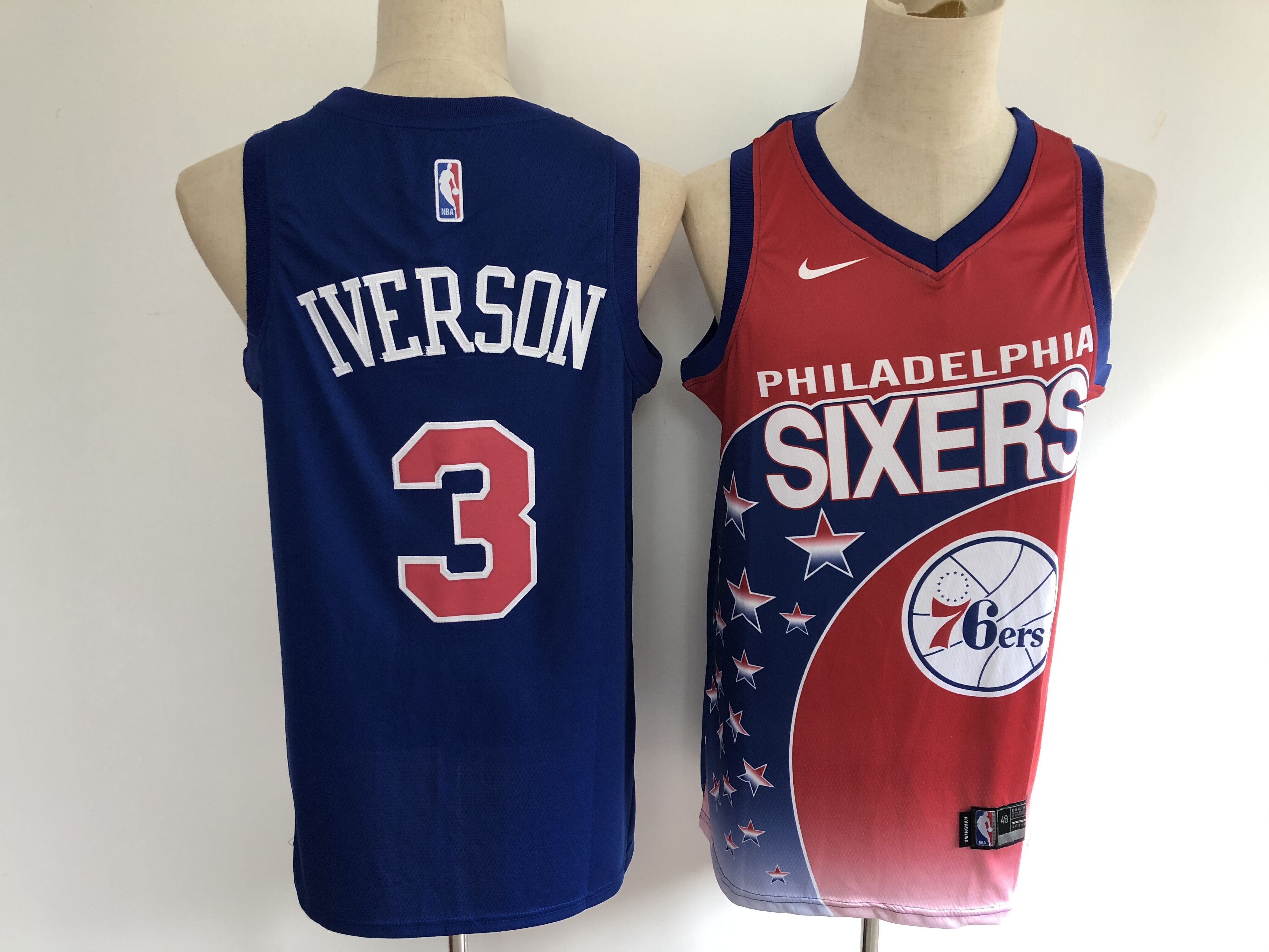 2020 Men Philadelphia 76ers 3 Iverson Blue Nike NBA Jersey